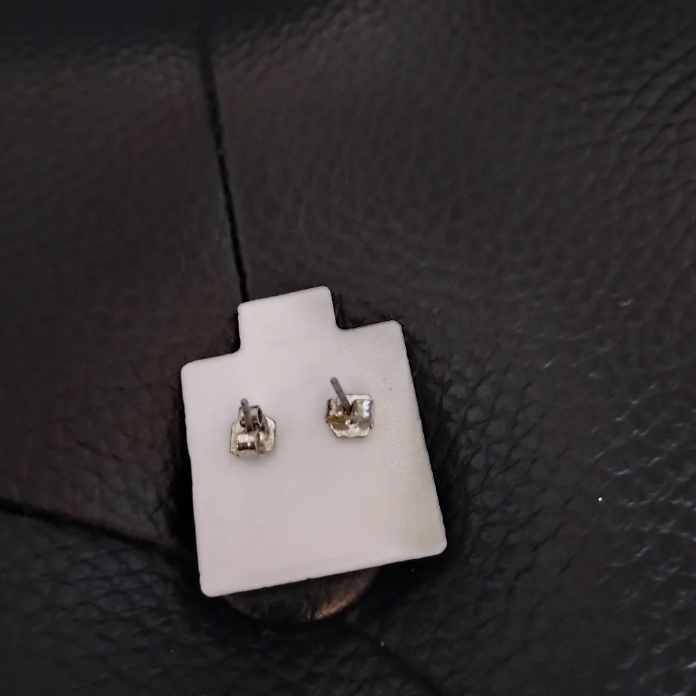 Star Shaped Cubic Zirconia Earrings Studs Silver And Blue
